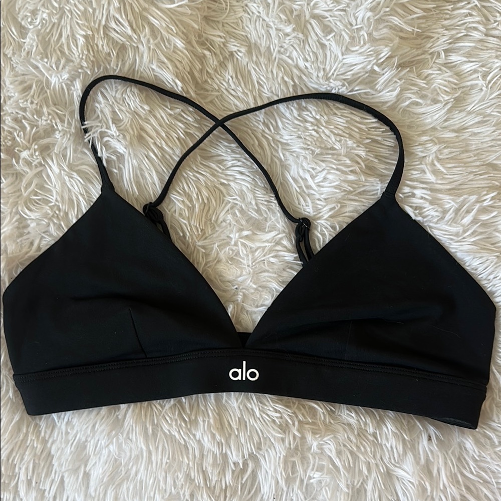 ALO Yoga Black Cross-Back Sports Bra